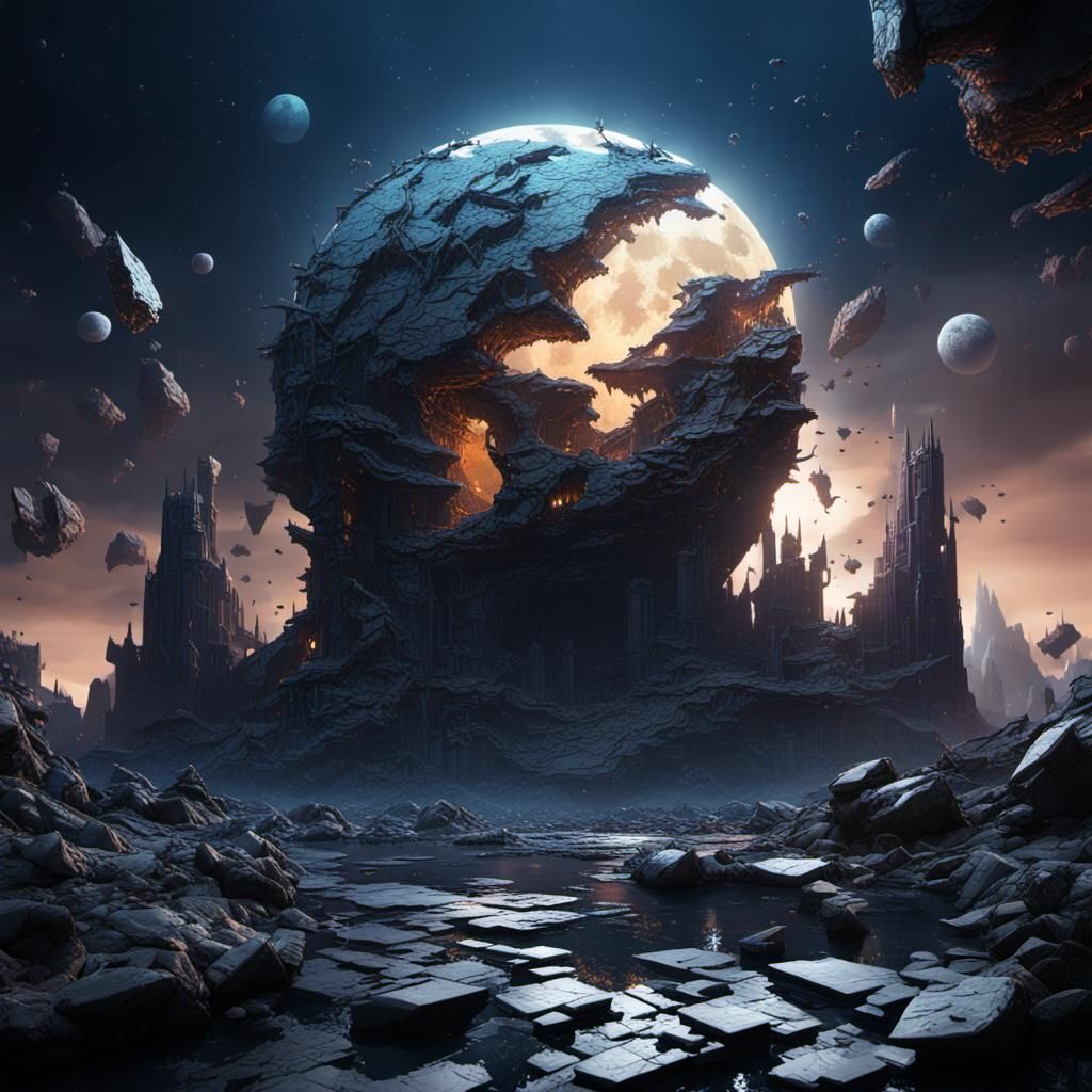 Fantastical Shattered Moon Concept Art