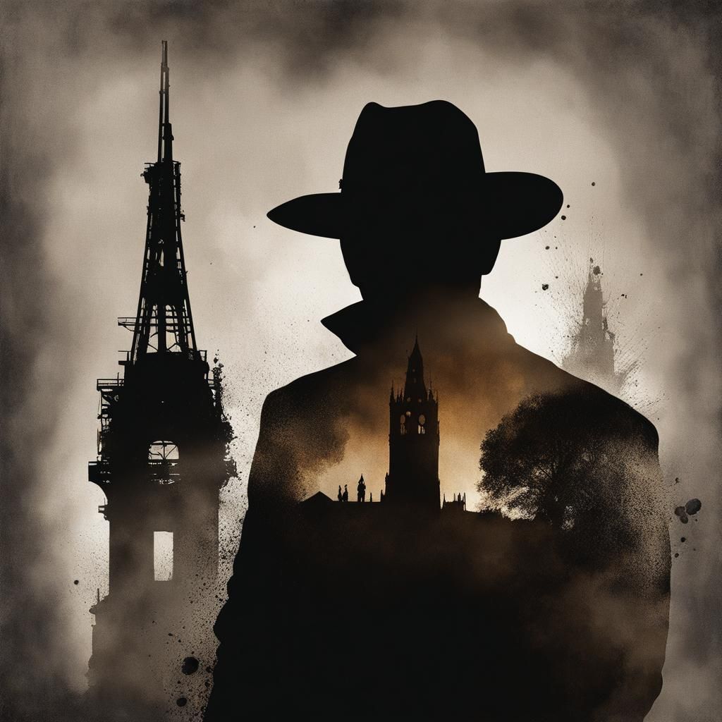 Gunslinger Silhouette with Tower: Dark Splash Art