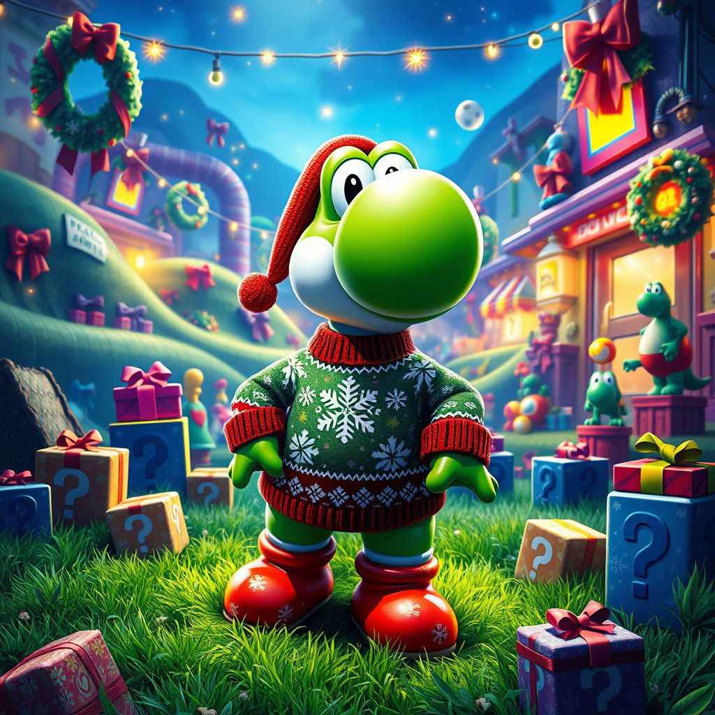 Yoshi's Christmas in Super Mario World Graffiti Art