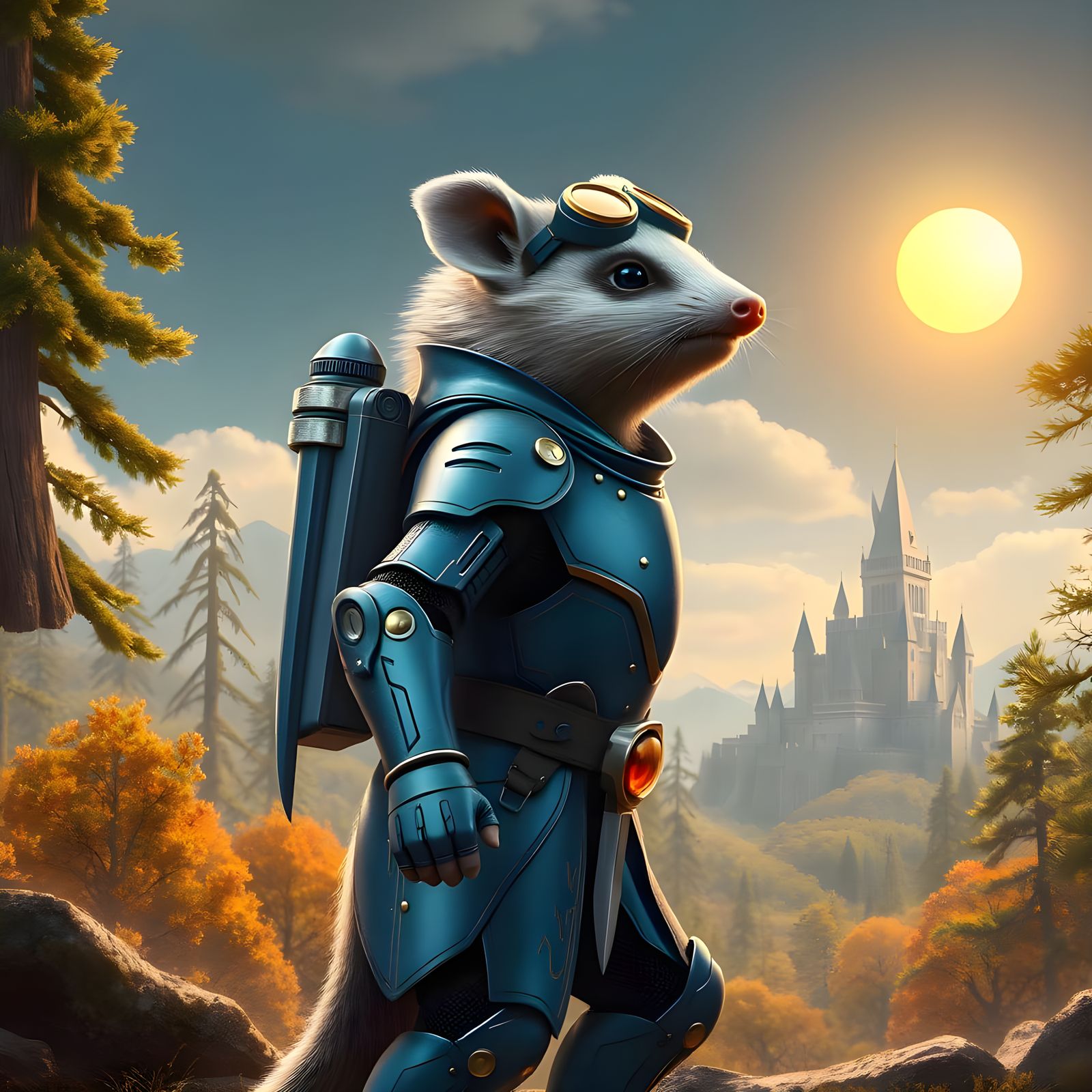 Metallic Blue Possum Knight Rides into a Futuristic Fantasy ...