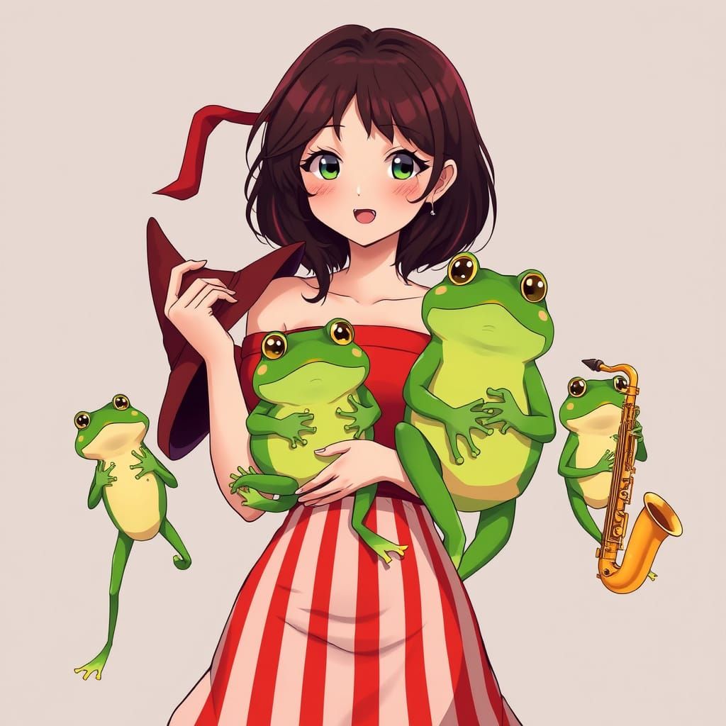 Whimsical Anime Woman in Studio Trigger-Inspired Style