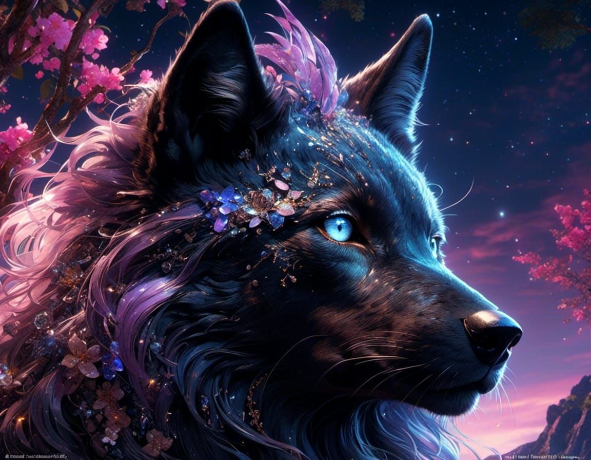 Epic Black Wolf Howling at Moon