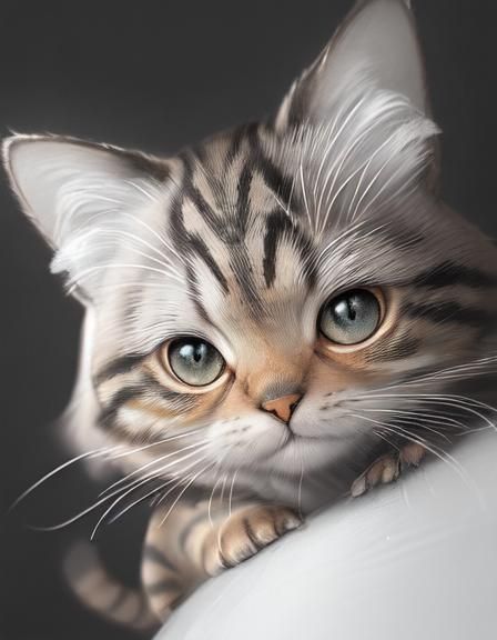 Detailed Pencil Drawing of a Cute Tabby Cat
