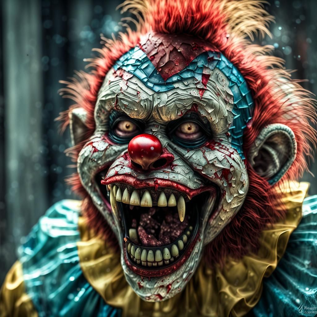 Hyperrealistic Shattered Glass Zombie Monkey Clown