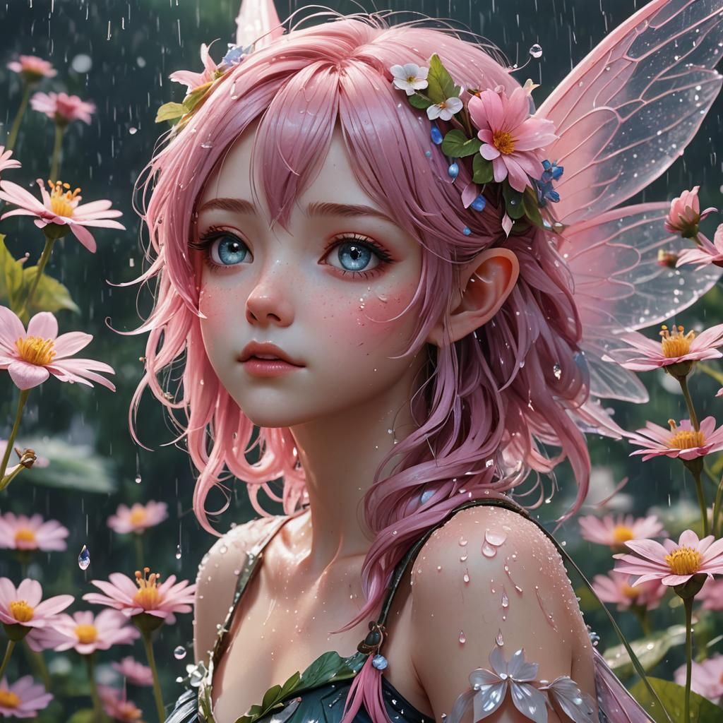 Hyper-Realistic Fairy with Colorful Wings, 3D Anime Art
