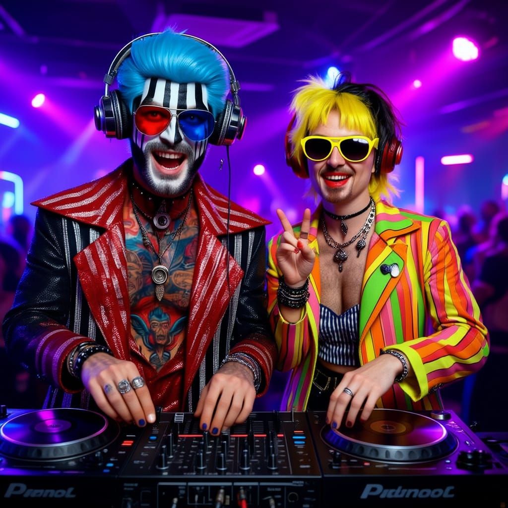 Celebrity DJs Spinning Groovy Music in Ultra-Dance Club
