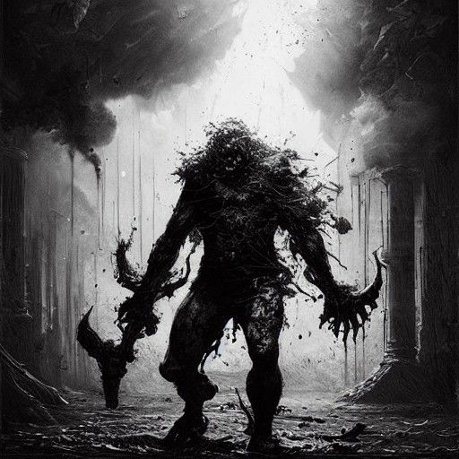 Horror Battle Scene in Engraving Style