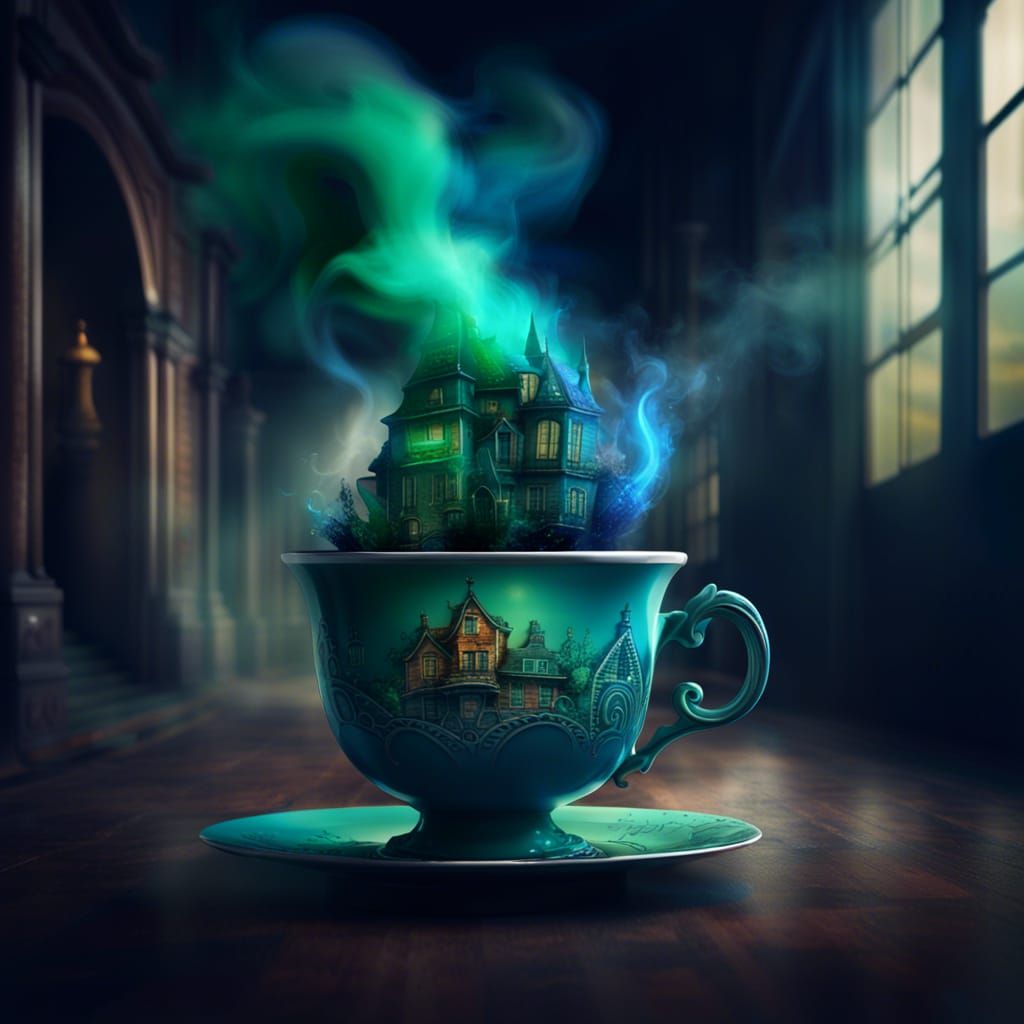 Fantasy Town Emerges From Teacup in Hallway