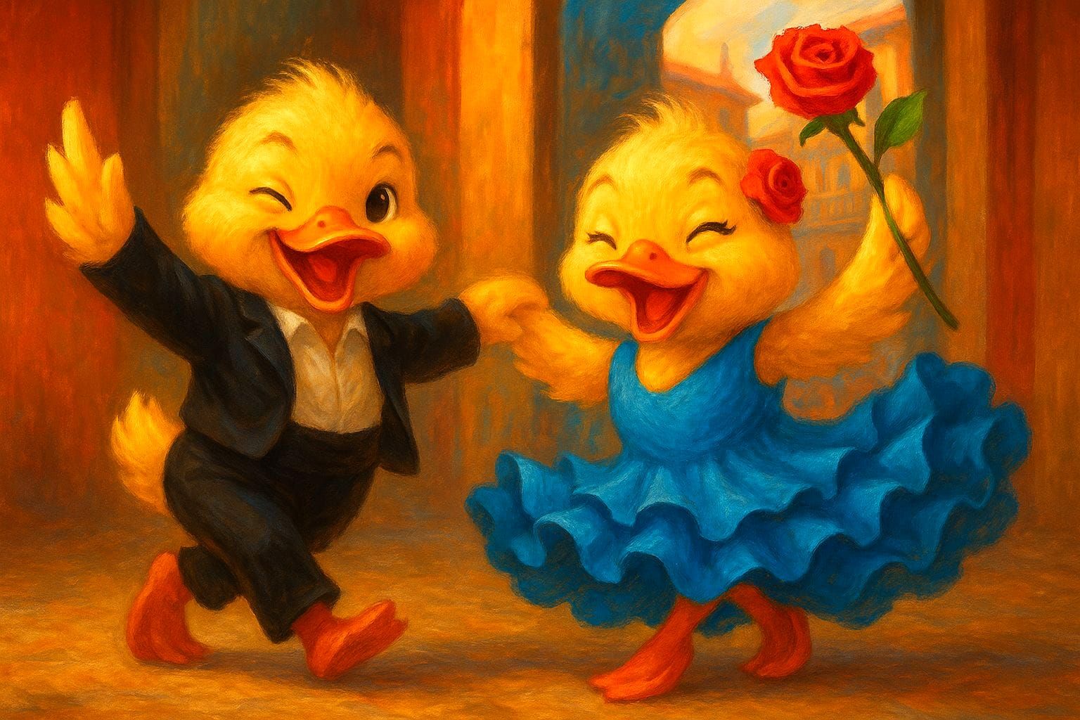 Ducklings Dancing Flamenco in Seville