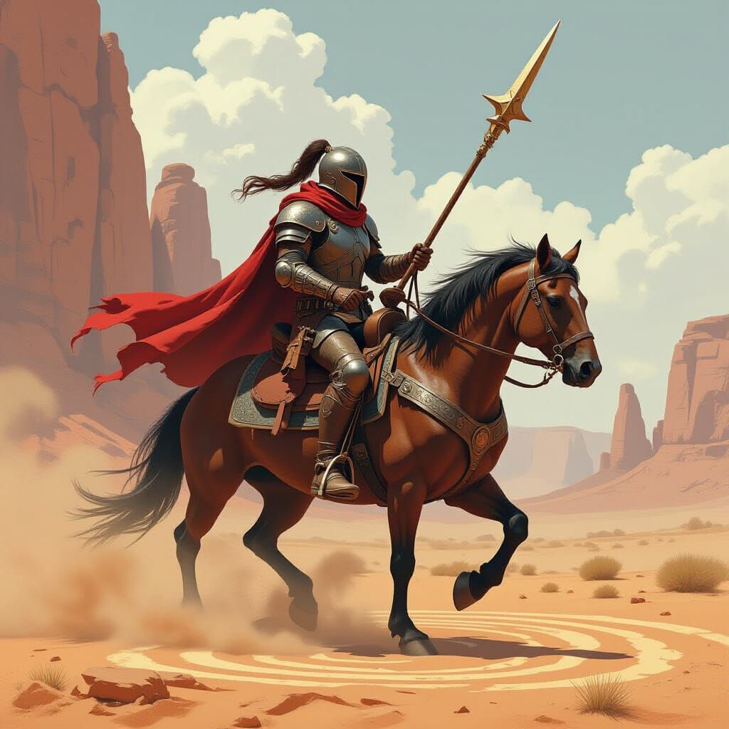 Spiral Lancer Swears Oath on Dusty Ground