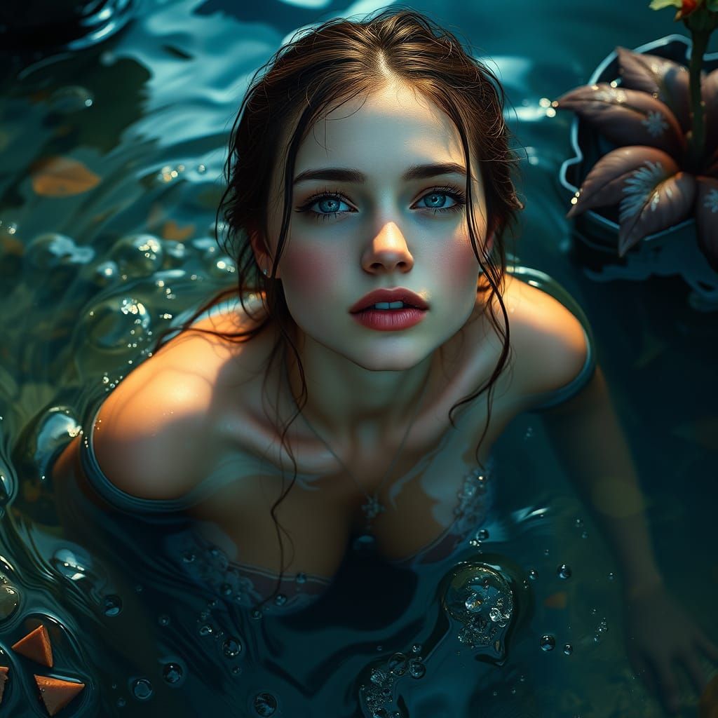 Serene River Goddess in Vibrant Fantasy World