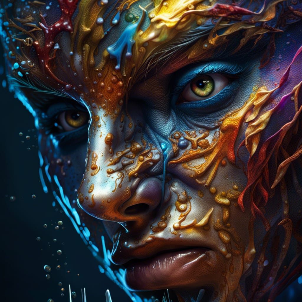 Homer Writing the Odyssey in Hyperrealistic Splash Art