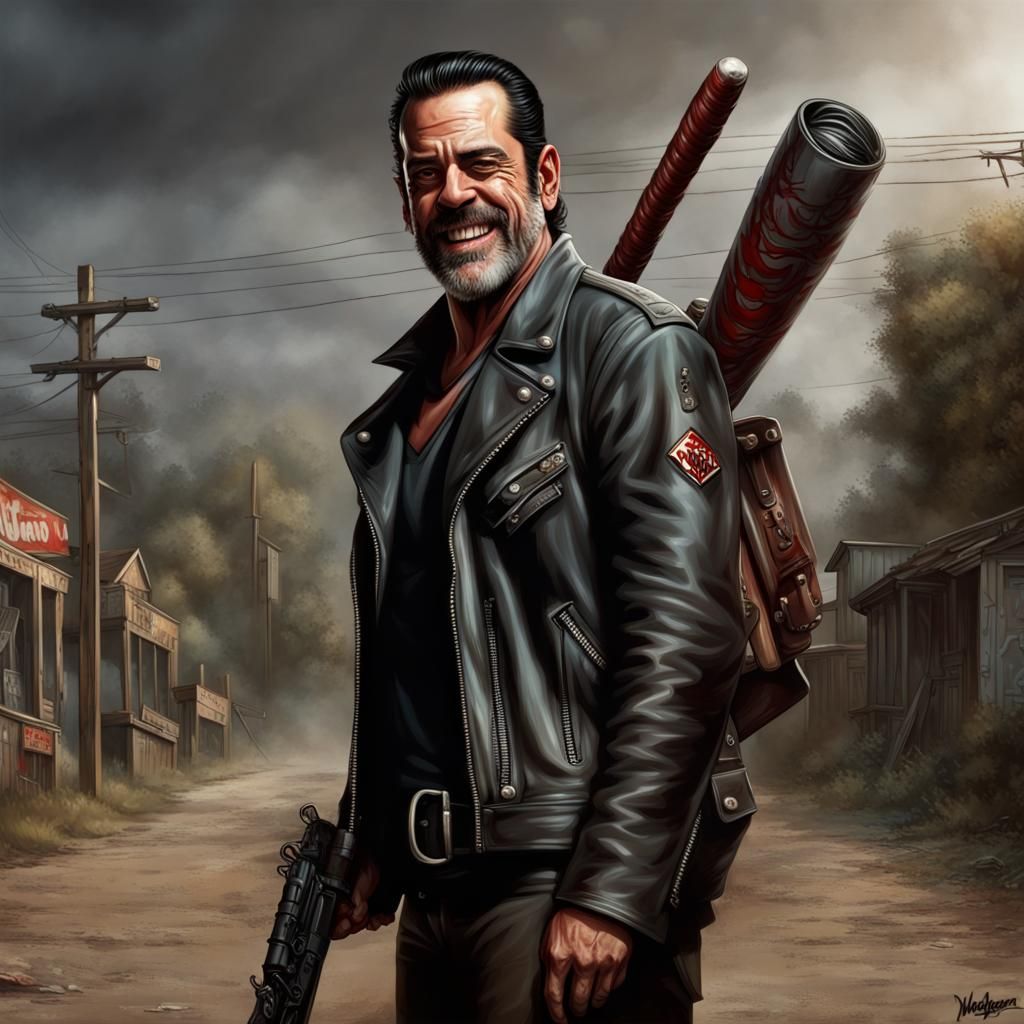 Negan's Evil Smile: A Cinematic Graffiti Portrait
