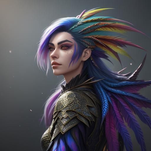 Woman with Rainbow Dragon Scales: Fantasy Art