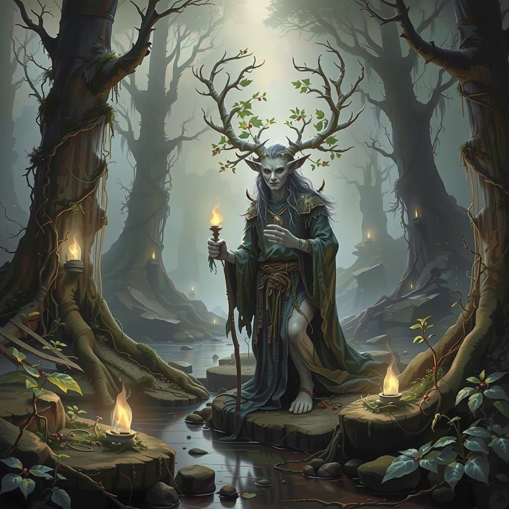 Twisted Wooden Staff Radiates Ethereal Forest Glow