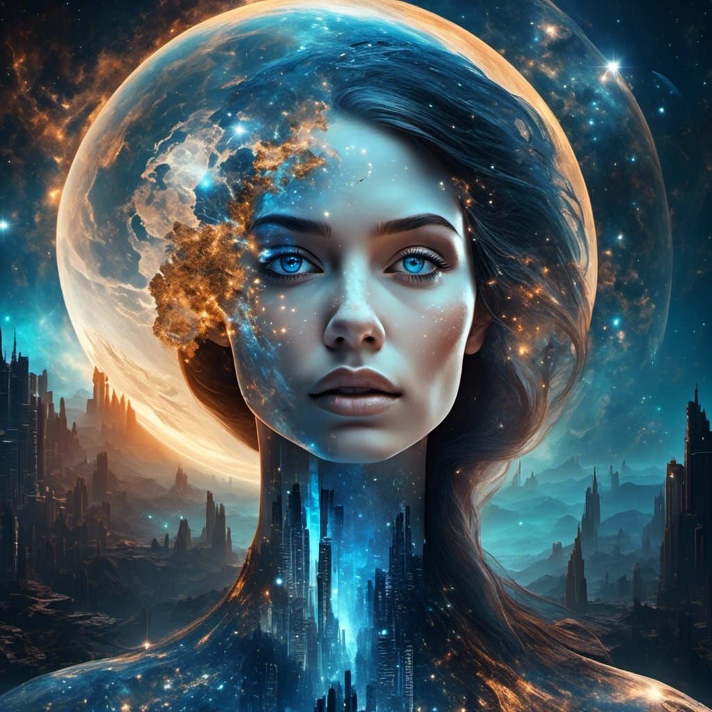 <lora:Constellation:1.0> A beautiful woman with blue eyes,  ...