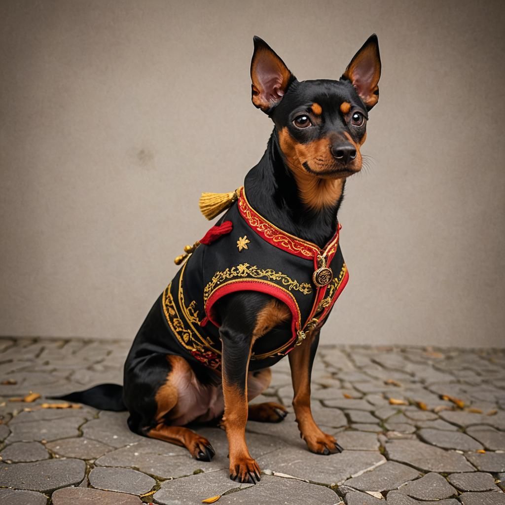 Miniature Pinscher in German Clothing: Professional Photo