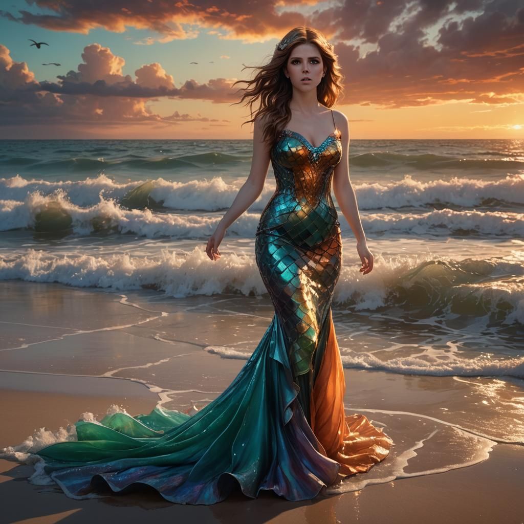 Mermaid Dress at Sunset: Digital Concept Art
