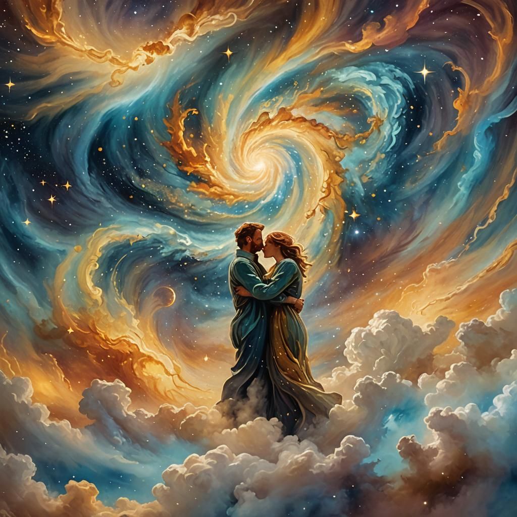 Celestial Embrace: Two Stars Dancing in Nebula