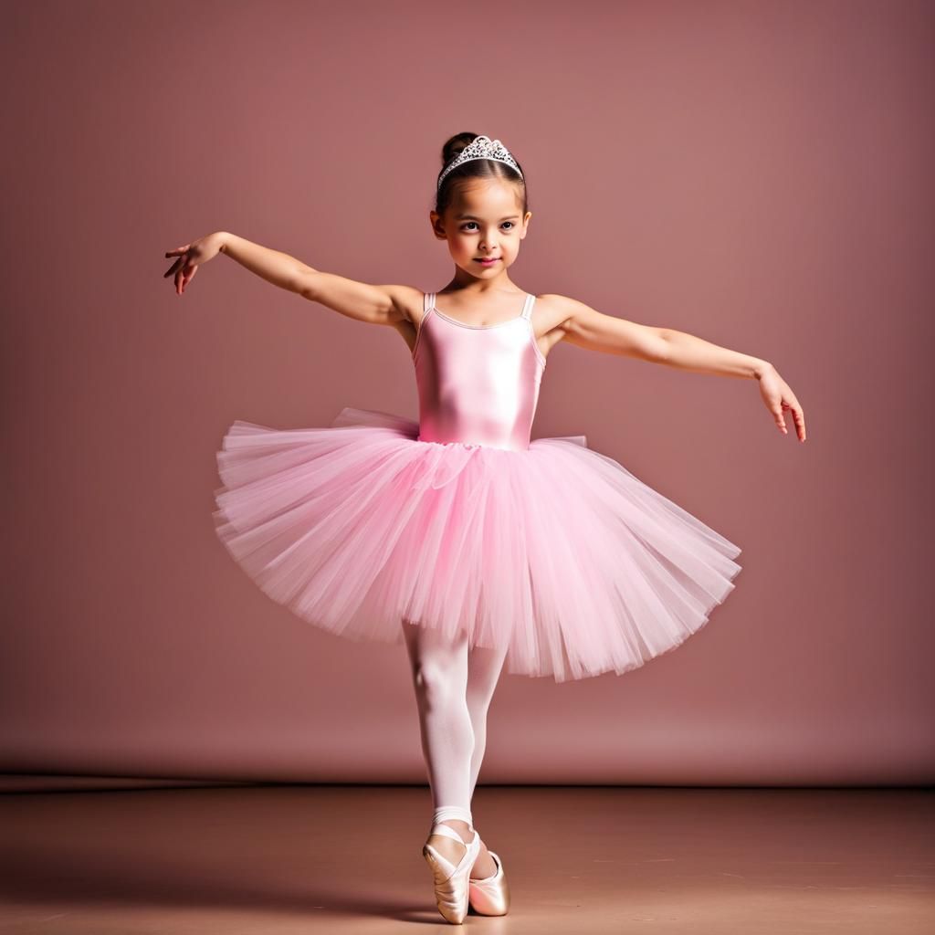 Cute Young Ballerina in Pink Tutu