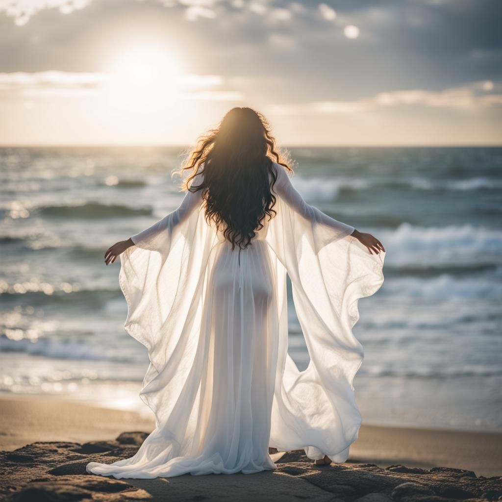 Radiant Angel Overlooking the Ocean