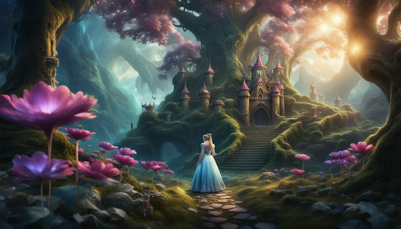 Enchanted Fairy Princess in Fantasy Forest Art