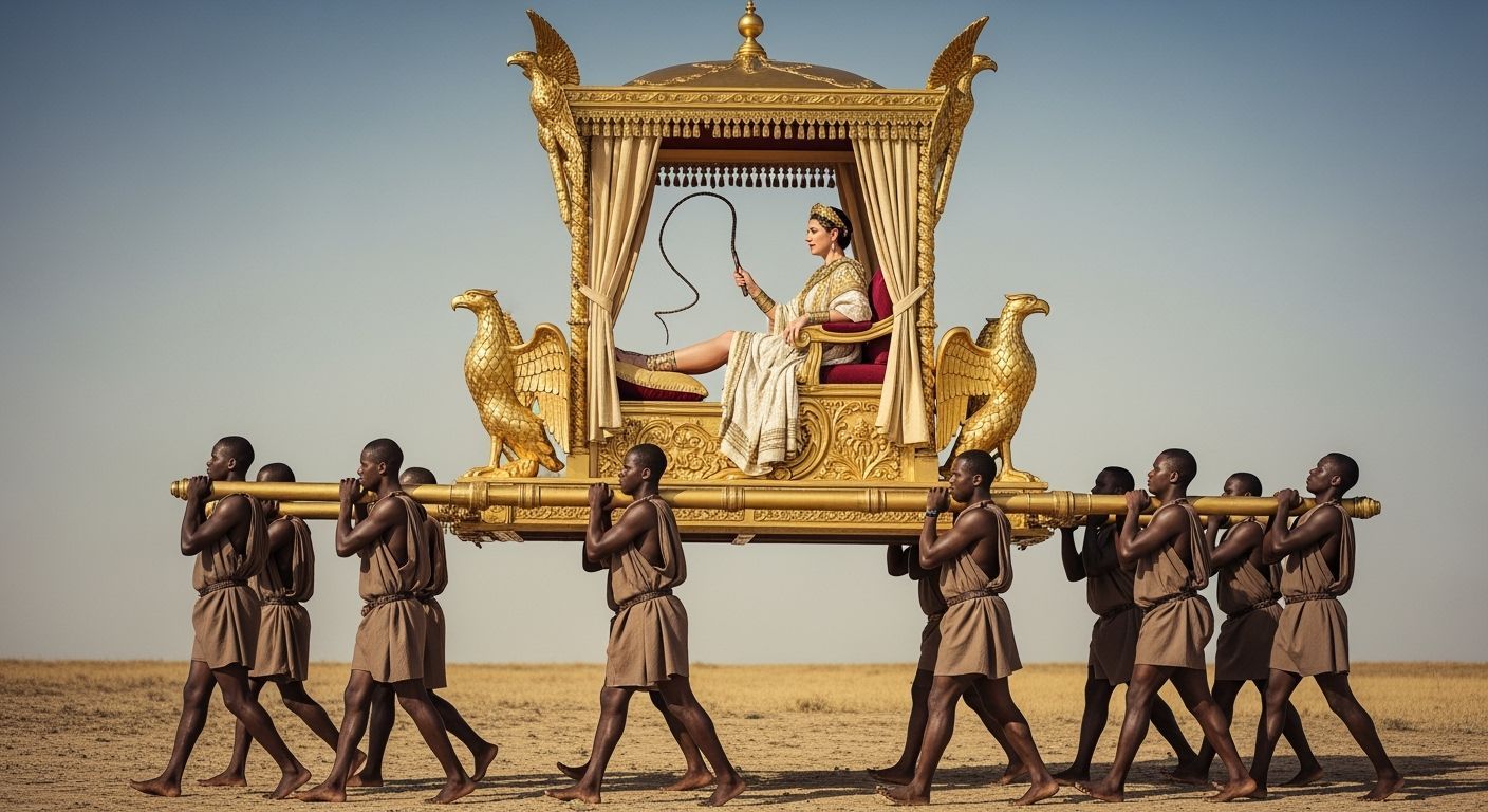Roman Empress on Imperial Throne Sedan Litter
