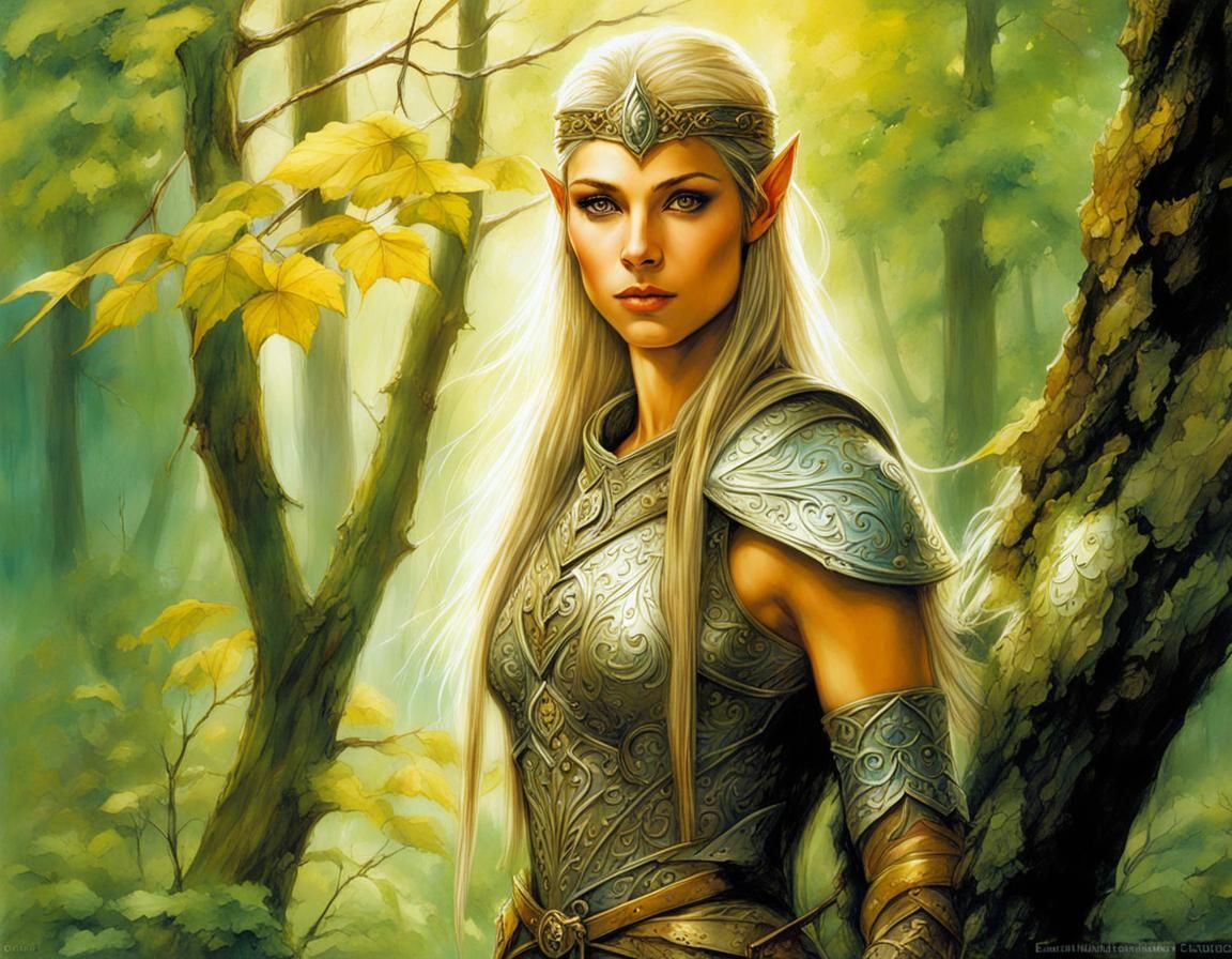 Fantasy portrait, Sylvan elf guard warrior