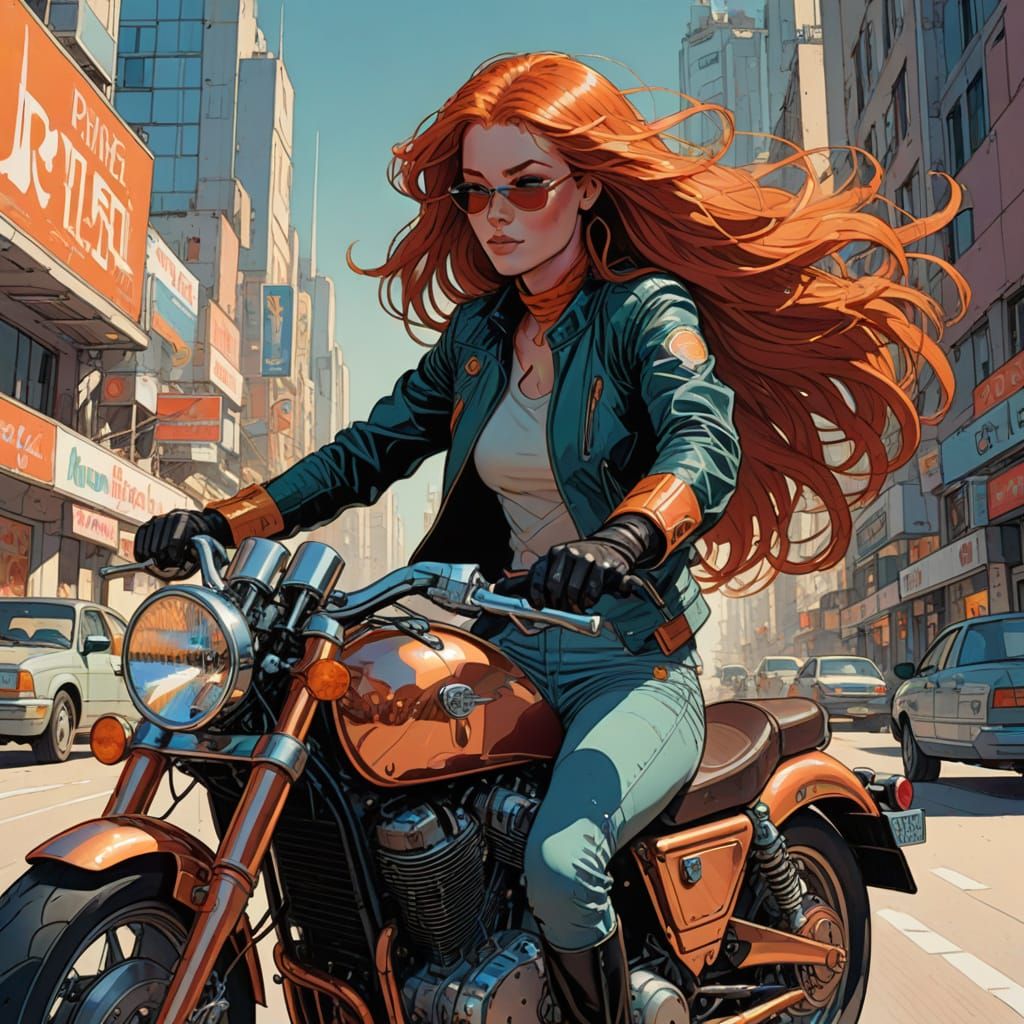 Fiery Redhead Rides into the Wind