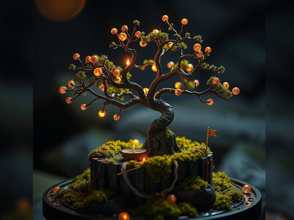 Electronic Bonsai Tree in Digital Matte Painting