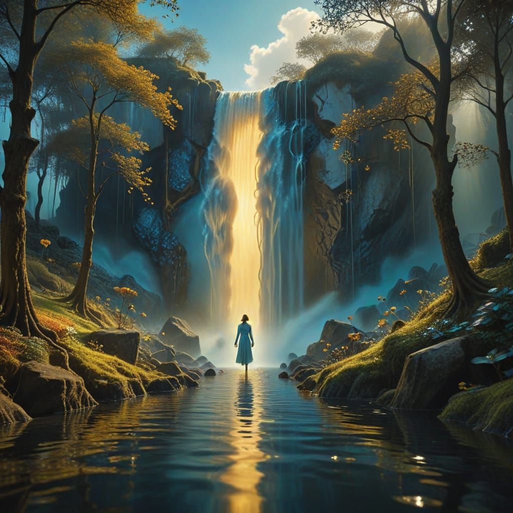 Stepping into Infinity in a Vibrant Forest Landscape