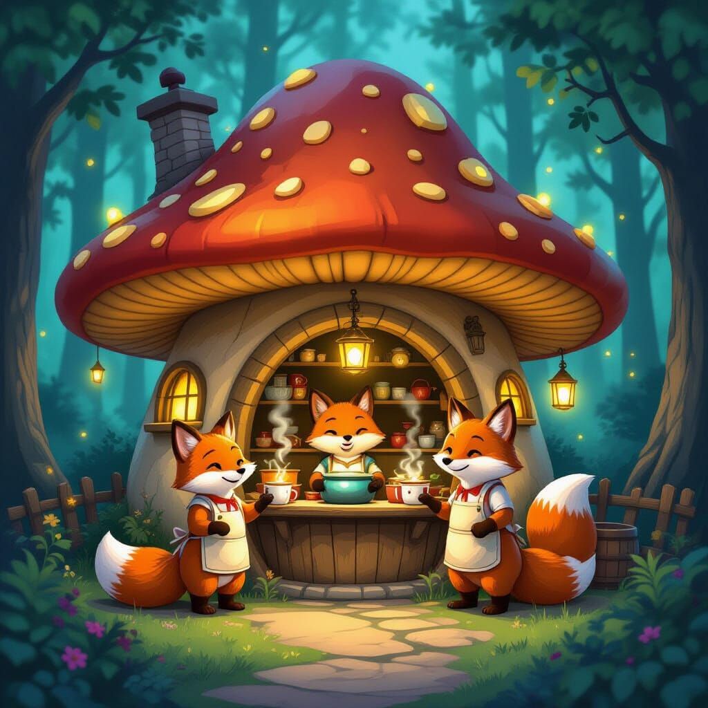 Woodland Fox Café Inside Giant Mushroom
