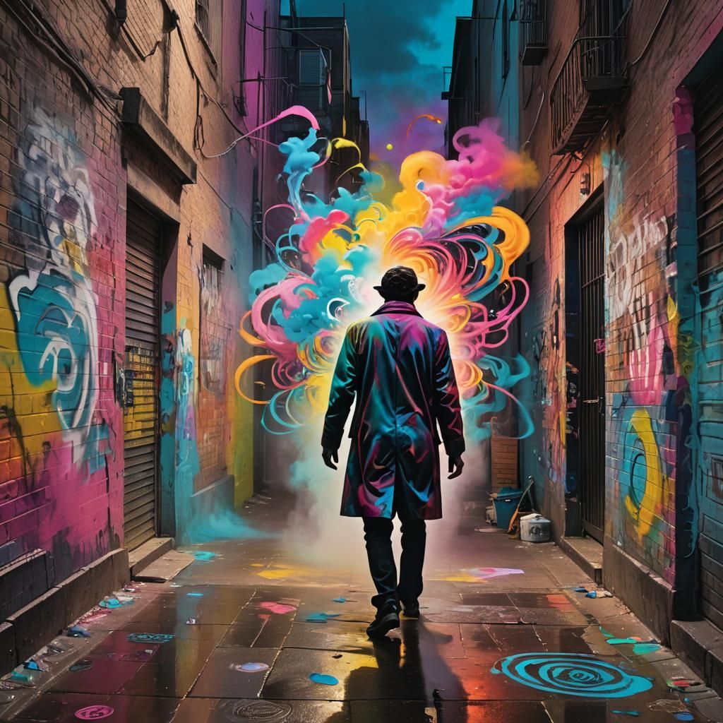 Surreal Graffiti Art in a Swirling Vortex