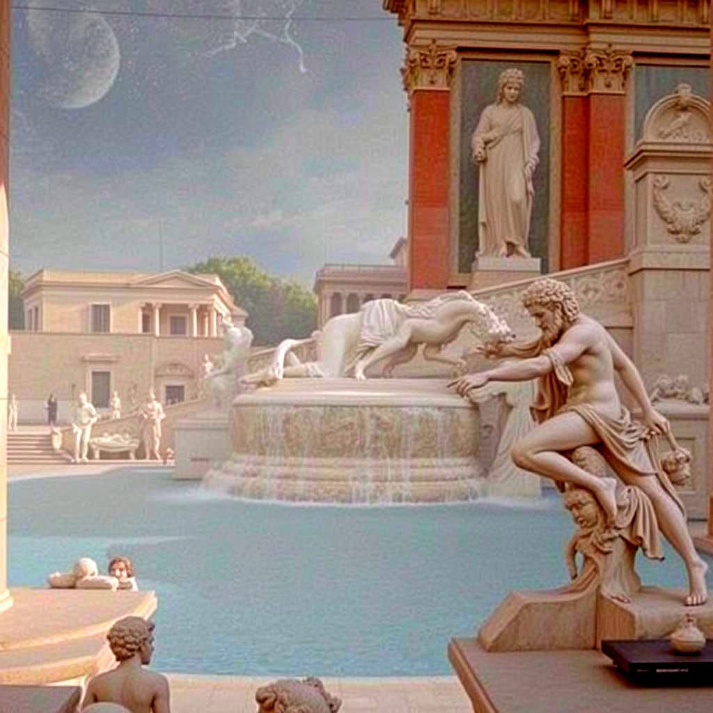 Pompeii Statues in Cinematic Photorealistic Style