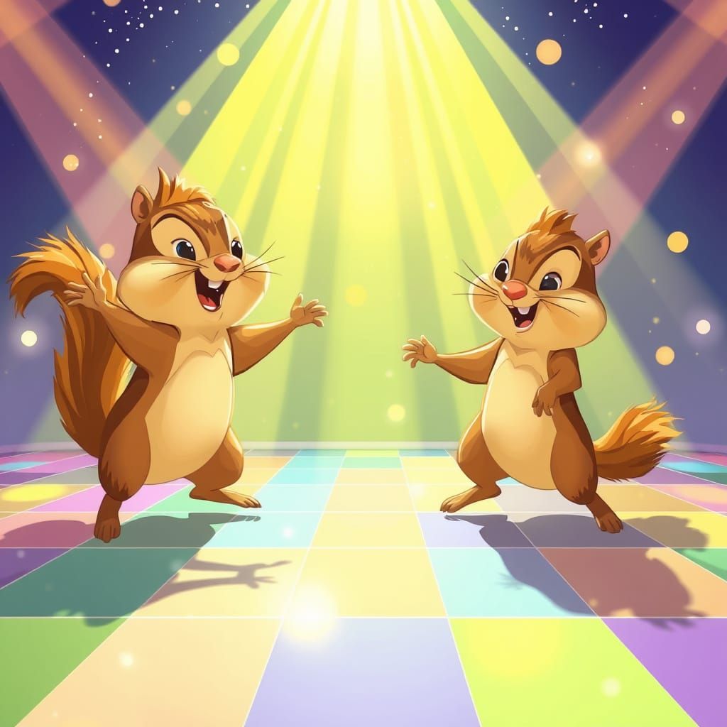 Whimsical Chipmunks Dance on Disco Floor