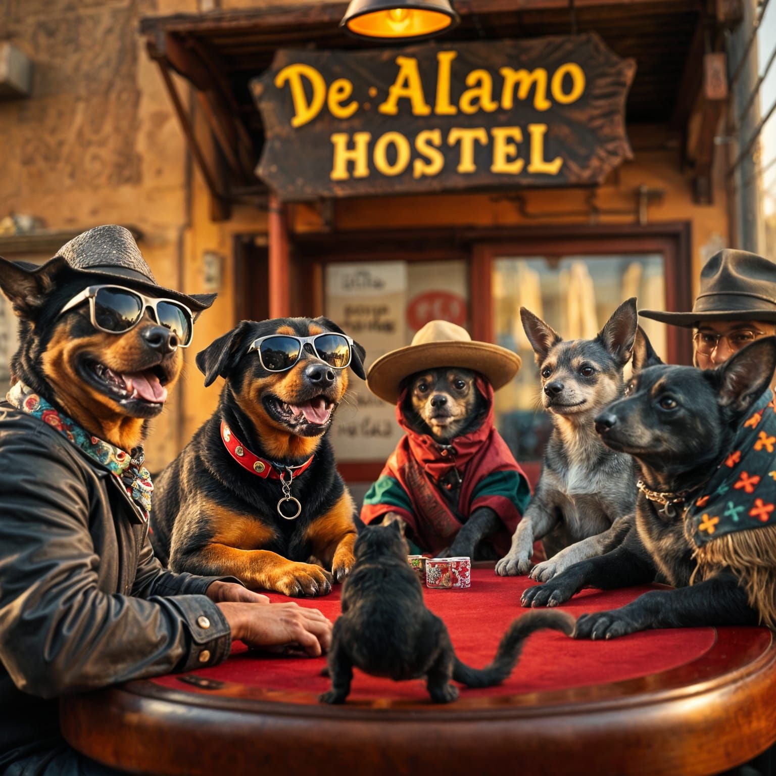 Mexican Animals Play Poker in Tijuana, Hyperrealistic