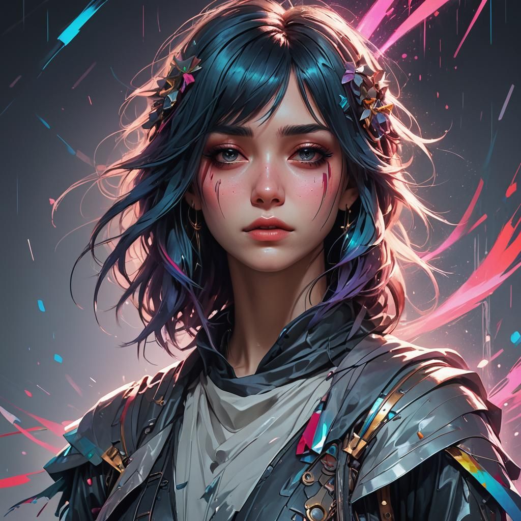 Crying Emo Girl Glitch Portrait