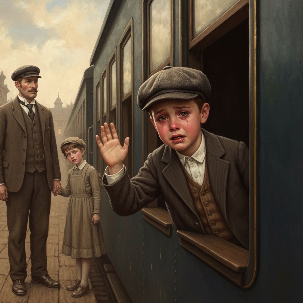 Farewell on the Train Platform: Nostalgic Painting