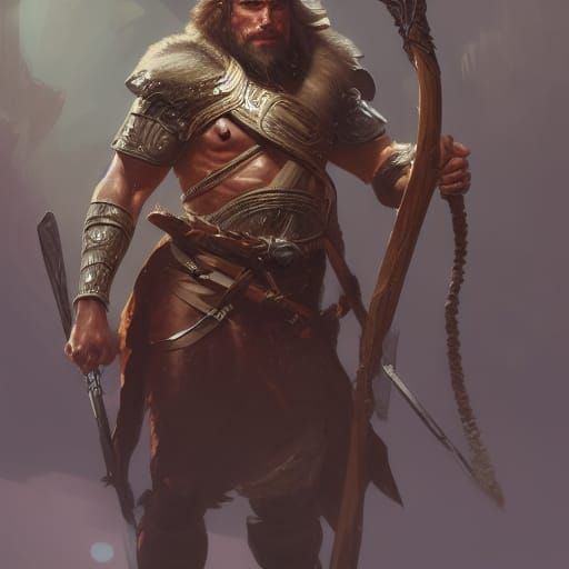 Fantasy Winter Warrior Portrait in Art Nouveau Style