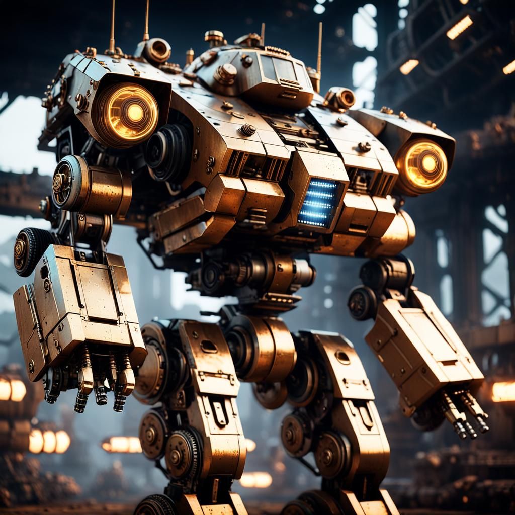 M4A2E4 Sherman Mech in Sci-Fi Landscape