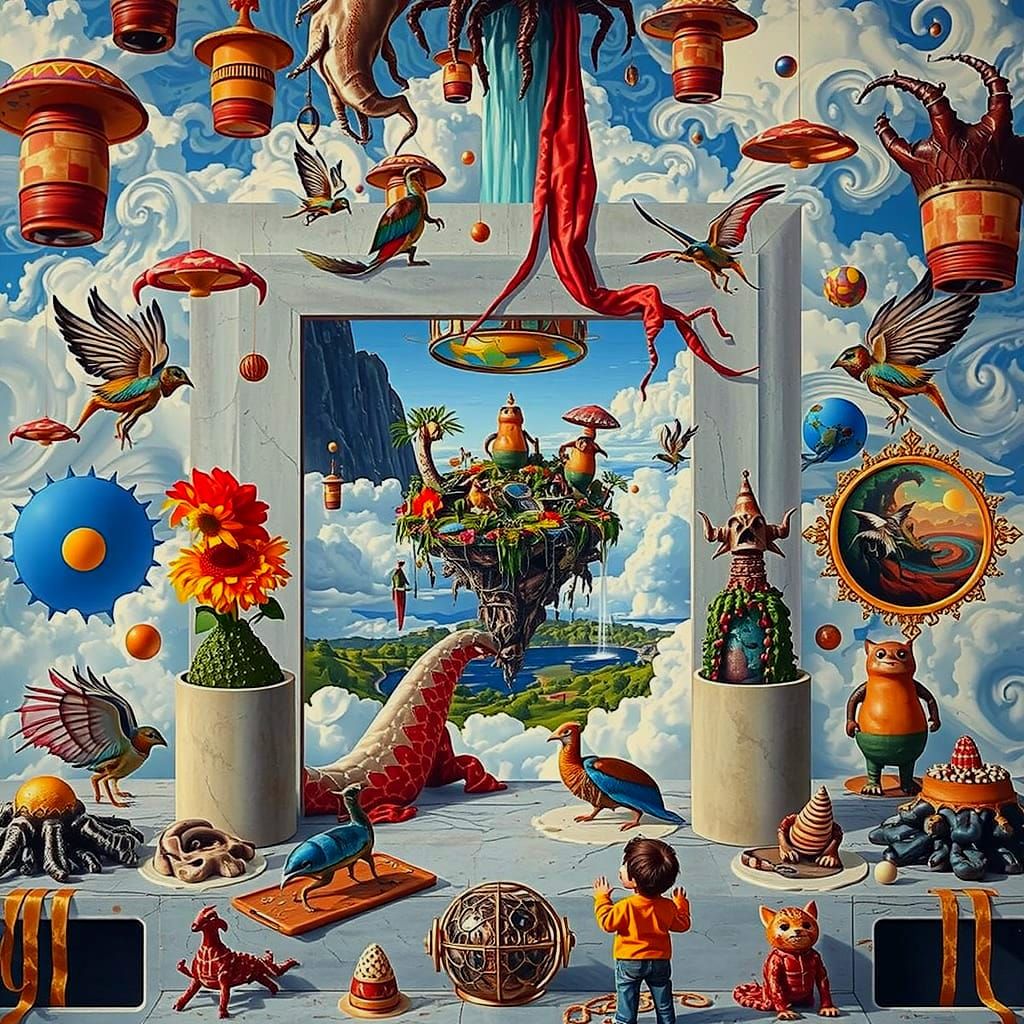 Floating Island Portal: A Hyperrealistic Surreal Landscape