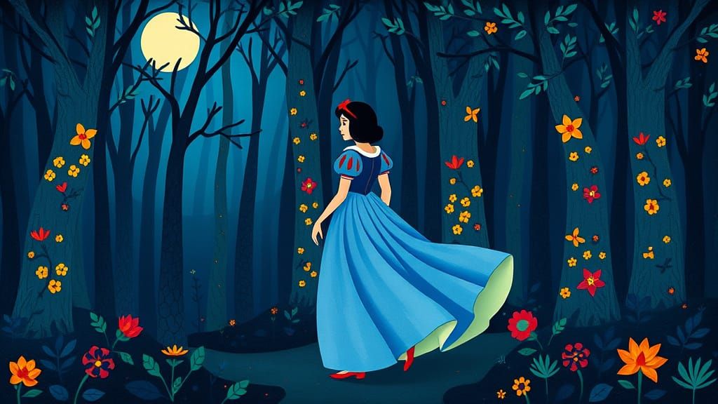 Snow White in Enchanted Paper-Cut Forest