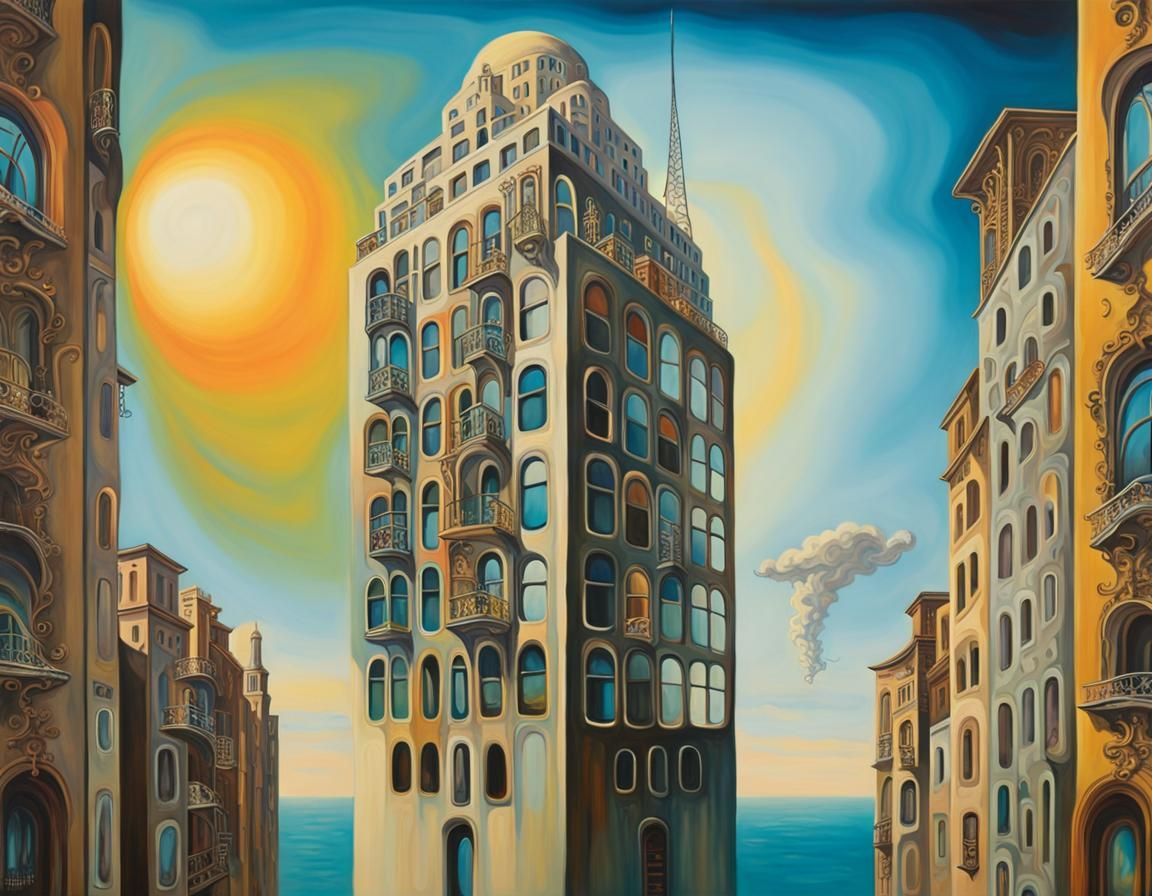 Surreal Melting Skyscraper in Dali Style
