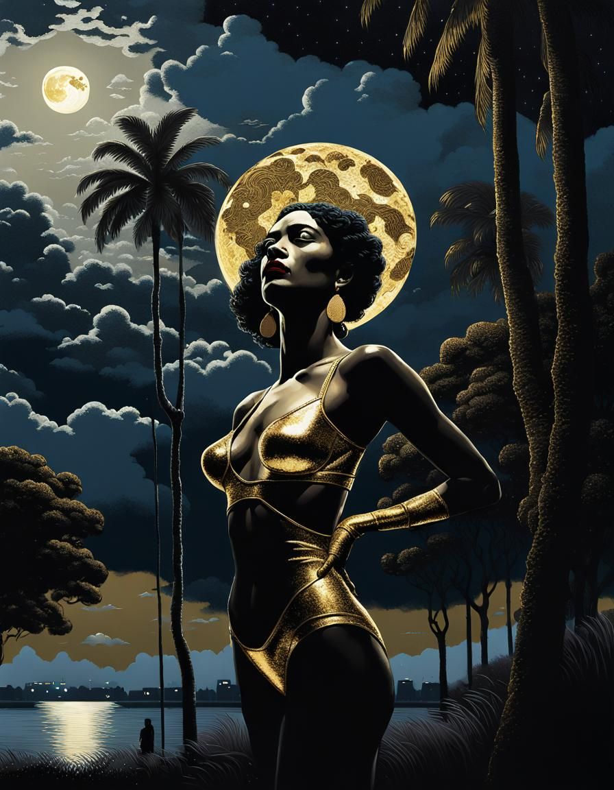 South American Myth in Moonlight: Maximalist 3D Collage