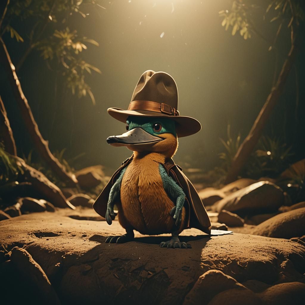 Perry the Platypus on a Hat: Cinematic Still
