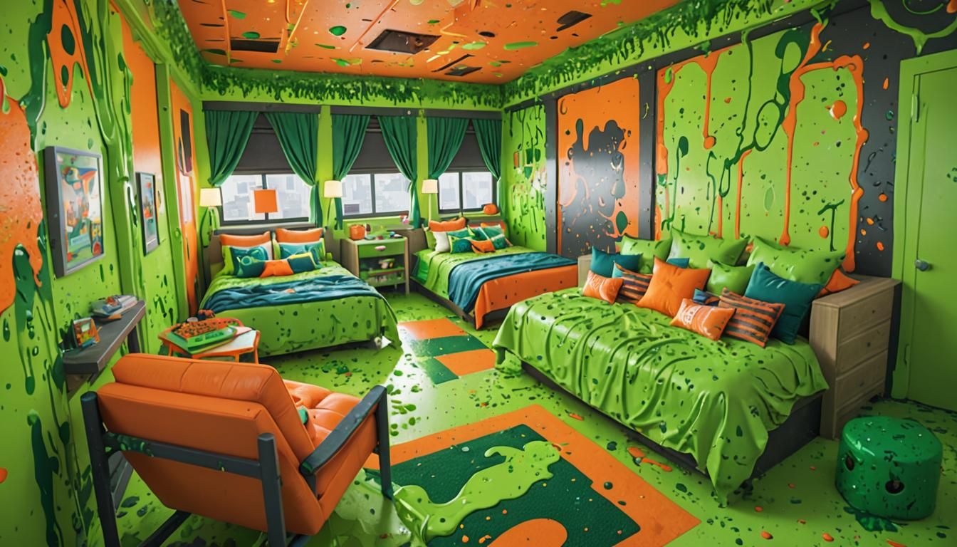 Nickelodeon Bedroom Concept Art with Green Slime