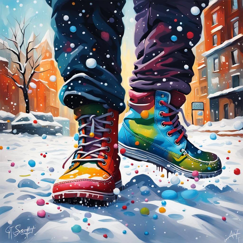 Bare Feet in Snow: Graffiti Street Art