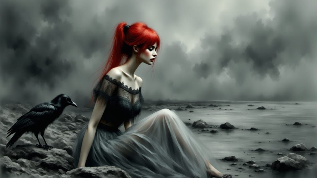 A beautiful, young woman with vibrant red hair 01