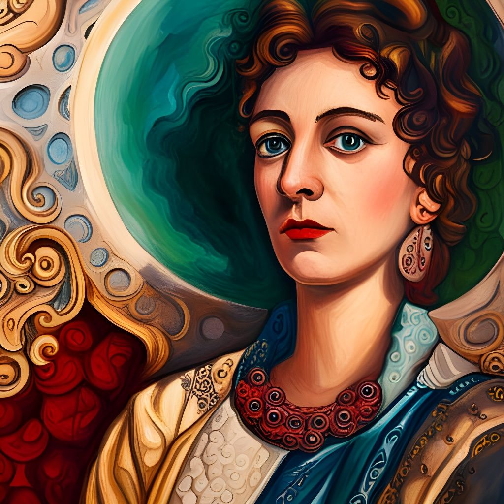 Iconic Helena Portrait in Chagall Style