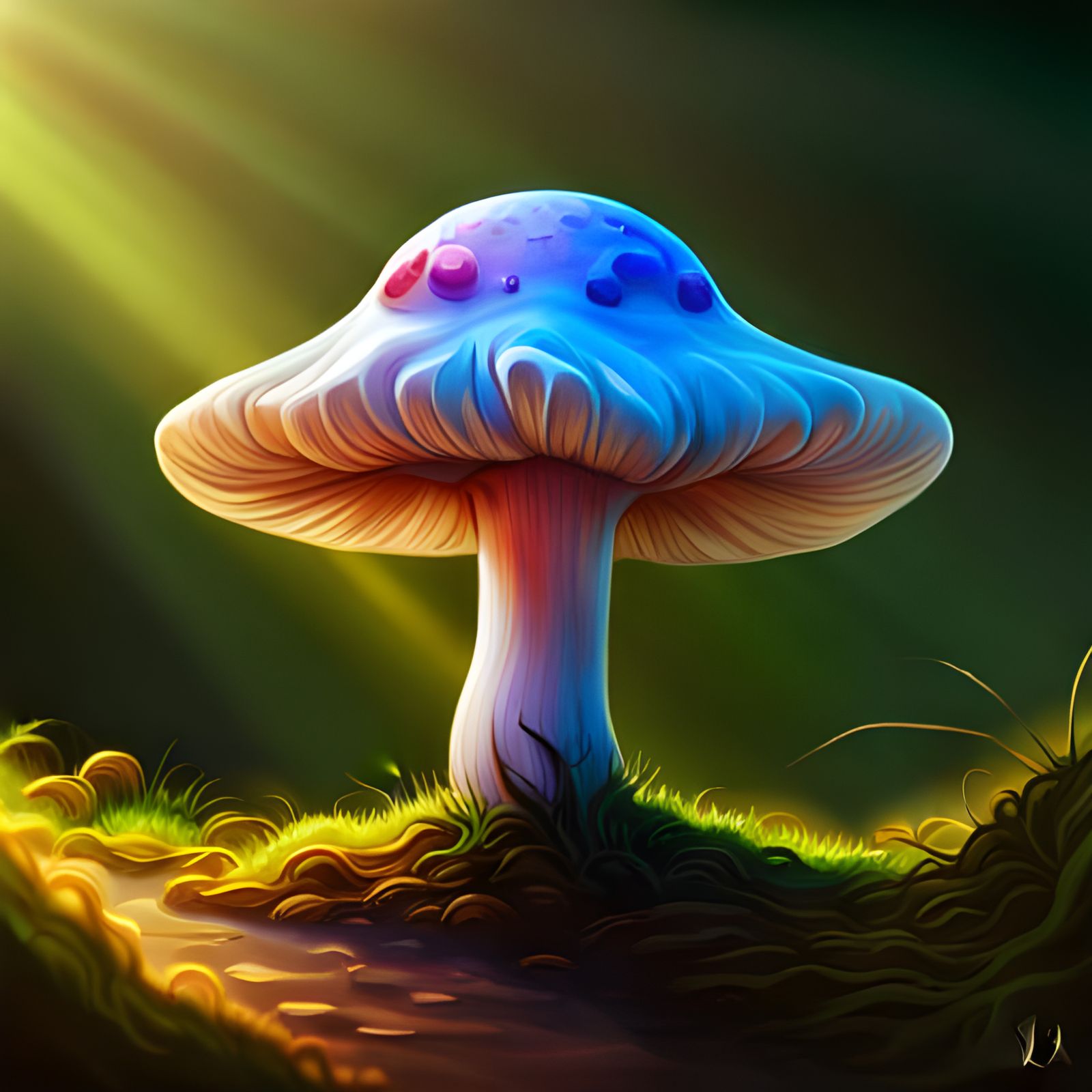Dinosaur Mushroom in Hyperrealistic Splash Art